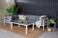 Copacabana kulmasohva sohvapöydällä - valkoinen alumiini / harmaa