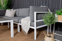 Copacabana kulmasohva sohvapöydällä - valkoinen alumiini / harmaa