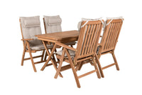 Kenya ruokapöytä 120*70*H75 - tiikki + Kenya 5-asentoinen ruokatuoli - tiikki