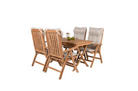 Kenya ruokapöytä 120*70*H75 - tiikki + Kenya 5-asentoinen ruokatuoli - tiikki