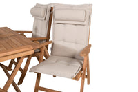 Kenya ruokapöytä 120*70*H75 - tiikki + Kenya 5-asentoinen ruokatuoli - tiikki