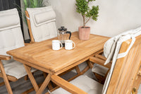 Kenya ruokapöytä 120*70*H75 - tiikki + Kenya 5-asentoinen ruokatuoli - tiikki