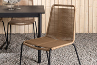 Modena ruokapöytä 200*100 - musta + Lindos ruokatuoli - musta alumiini / latte köysi