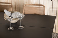 Modena ruokapöytä 200*100 - musta + Lindos ruokatuoli - musta alumiini / latte köysi