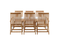 Togo ruokapöytä 200*100 - valkoinen / tiikki / alumiini + Kenya 5-asentoinen ruokatuoli - tiikki