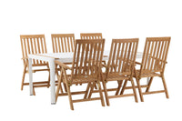 Togo ruokapöytä 200*100 - valkoinen / tiikki / alumiini + Kenya 5-asentoinen ruokatuoli - tiikki