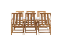 Togo ruokapöytä 200*100 - valkoinen / tiikki / alumiini + Kenya 5-asentoinen ruokatuoli - tiikki