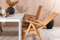 Togo ruokapöytä 200*100 - valkoinen / tiikki / alumiini + Kenya 5-asentoinen ruokatuoli - tiikki