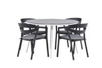 Break ruokapöytä 120ø - valkoinen / harmaa / alumiini / aintwood + Slit ruokatuoli pehmusteella - musta / harmaa / alumiini