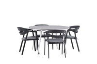 Break ruokapöytä 120ø - valkoinen / harmaa / alumiini / aintwood + Slit ruokatuoli pehmusteella - musta / harmaa / alumiini