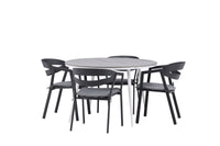 Break ruokapöytä 120ø - valkoinen / harmaa / alumiini / aintwood + Slit ruokatuoli pehmusteella - musta / harmaa / alumiini