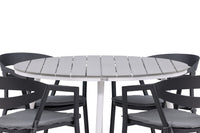 Break ruokapöytä 120ø - valkoinen / harmaa / alumiini / aintwood + Slit ruokatuoli pehmusteella - musta / harmaa / alumiini