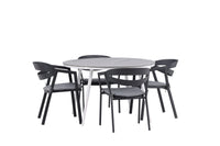 Break ruokapöytä 120ø - valkoinen / harmaa / alumiini / aintwood + Slit ruokatuoli pehmusteella - musta / harmaa / alumiini