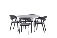 Break ruokapöytä 120ø - valkoinen / harmaa / alumiini / aintwood + Slit ruokatuoli pehmusteella - musta / harmaa / alumiini