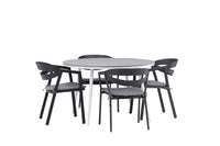 Break ruokapöytä 120ø - valkoinen / harmaa / alumiini / aintwood + Slit ruokatuoli pehmusteella - musta / harmaa / alumiini