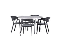 Break ruokapöytä 120ø - valkoinen / harmaa / alumiini / aintwood + Slit ruokatuoli pehmusteella - musta / harmaa / alumiini