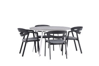 Break ruokapöytä 120ø - valkoinen / harmaa / alumiini / aintwood + Slit ruokatuoli pehmusteella - musta / harmaa / alumiini