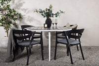 Break ruokapöytä 120ø - valkoinen / harmaa / alumiini / aintwood + Slit ruokatuoli pehmusteella - musta / harmaa / alumiini