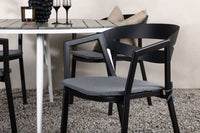 Break ruokapöytä 120ø - valkoinen / harmaa / alumiini / aintwood + Slit ruokatuoli pehmusteella - musta / harmaa / alumiini