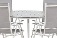 Break ruokapöytä 150ø - valkoinen / harmaa / alumiini / aintwood + Break 5:pos ruokatuoli - valkoinen / harmaa