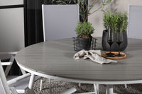 Break ruokapöytä 150ø - valkoinen / harmaa / alumiini / aintwood + Break 5:pos ruokatuoli - valkoinen / harmaa