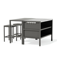 Umami-moduuli 2 baaripöydällä ja 2 baarituolilla, musta/ruostumaton.