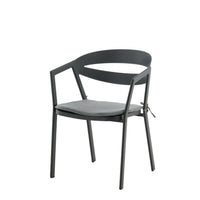 Kulutuskestävä ruokatuoli pehmusteella - musta / harmaa / alumiini