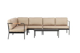 Pehnna lounge-setti metalli - musta / hiekka