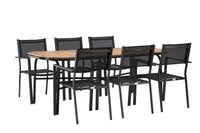 Holmbeck ruokapöytä 200*95 - musta / akasia + Copacabana ruokatuoli - musta