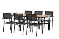 Holmbeck ruokapöytä 200*95 - musta / akasia + Copacabana ruokatuoli - musta