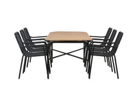 Holmbeck ruokapöytä 200*95 - musta / akasia + Peking ruokatuoli - musta / alumiini