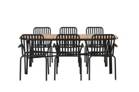 Holmbeck ruokapöytä 200*95 - musta / akasia + Peking ruokatuoli - musta / alumiini