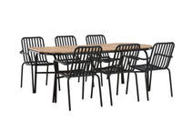 Holmbeck ruokapöytä 200*95 - musta / akasia + Peking ruokatuoli - musta / alumiini