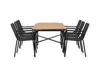 Holmbeck ruokapöytä 200*95 - musta / akasia + Peking ruokatuoli - musta / alumiini