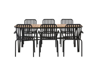 Holmbeck ruokapöytä 200*95 - musta / akasia + Peking ruokatuoli - musta / alumiini