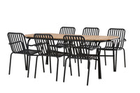 Holmbeck ruokapöytä 200*95 - musta / akasia + Peking ruokatuoli - musta / alumiini