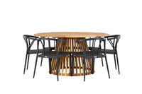 Tucumán ruokapöytä ø120 - akasia + Stina ruokatuoli - musta / alumiini