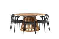 Tucumán ruokapöytä ø120 - akasia + Stina ruokatuoli - musta / alumiini