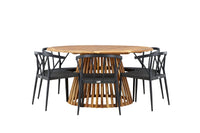 Tucumán ruokapöytä ø120 - akasia + Stina ruokatuoli - musta / alumiini