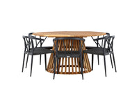 Tucumán ruokapöytä ø120 - akasia + Stina ruokatuoli - musta / alumiini