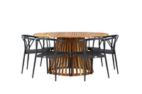 Tucumán ruokapöytä ø120 - akasia + Stina ruokatuoli - musta / alumiini