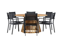 Tucumán ruokapöytä ø120 - akasia + Copacabana ruokatuoli - musta / musta