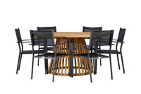 Tucumán ruokapöytä ø120 - akasia + Copacabana ruokatuoli - musta / musta