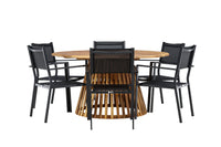 Tucumán ruokapöytä ø120 - akasia + Copacabana ruokatuoli - musta / musta