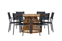 Tucumán ruokapöytä ø120 - akasia + Copacabana ruokatuoli - musta / musta