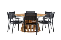 Tucumán ruokapöytä ø120 - akasia + Copacabana ruokatuoli - musta / musta