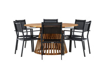 Tucumán ruokapöytä ø120 - akasia + Copacabana ruokatuoli - musta / musta