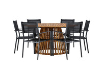 Tucumán ruokapöytä ø120 - akasia + Copacabana ruokatuoli - musta / musta