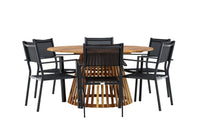 Tucumán ruokapöytä ø120 - akasia + Copacabana ruokatuoli - musta / musta