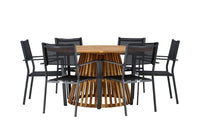 Tucumán ruokapöytä ø120 - akasia + Copacabana ruokatuoli - musta / musta